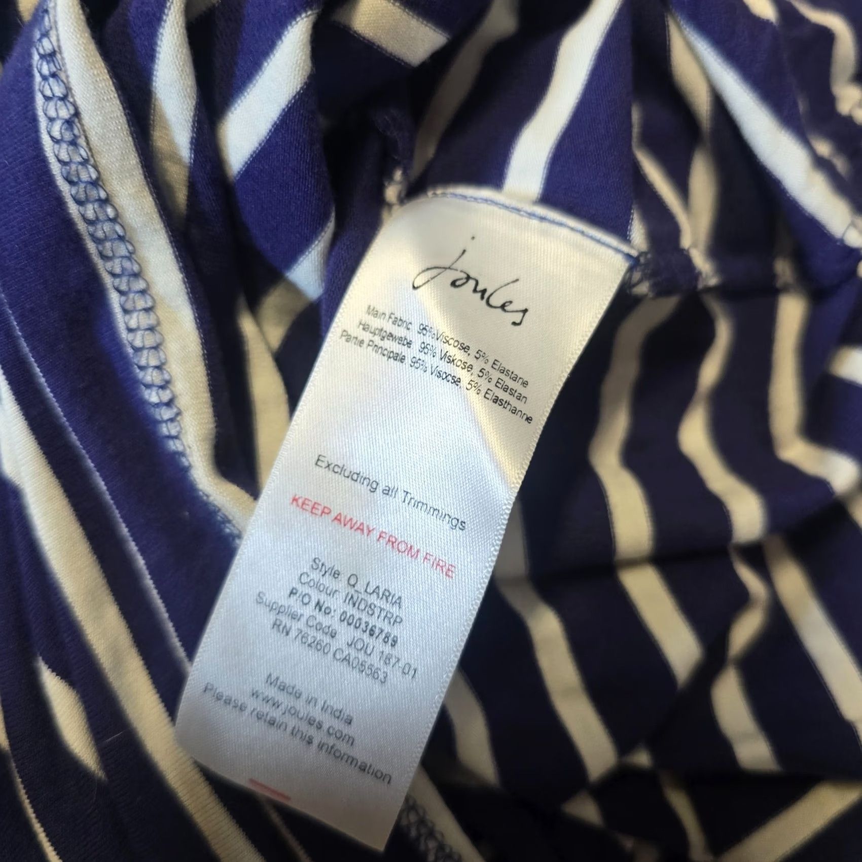 Vintage Joules Dress Womesn 12 Blue White Striped Maxi Stretchy Pockets Casual Capsule Size XL / US 12-14 / IT 48-50 - 7 Thumbnail