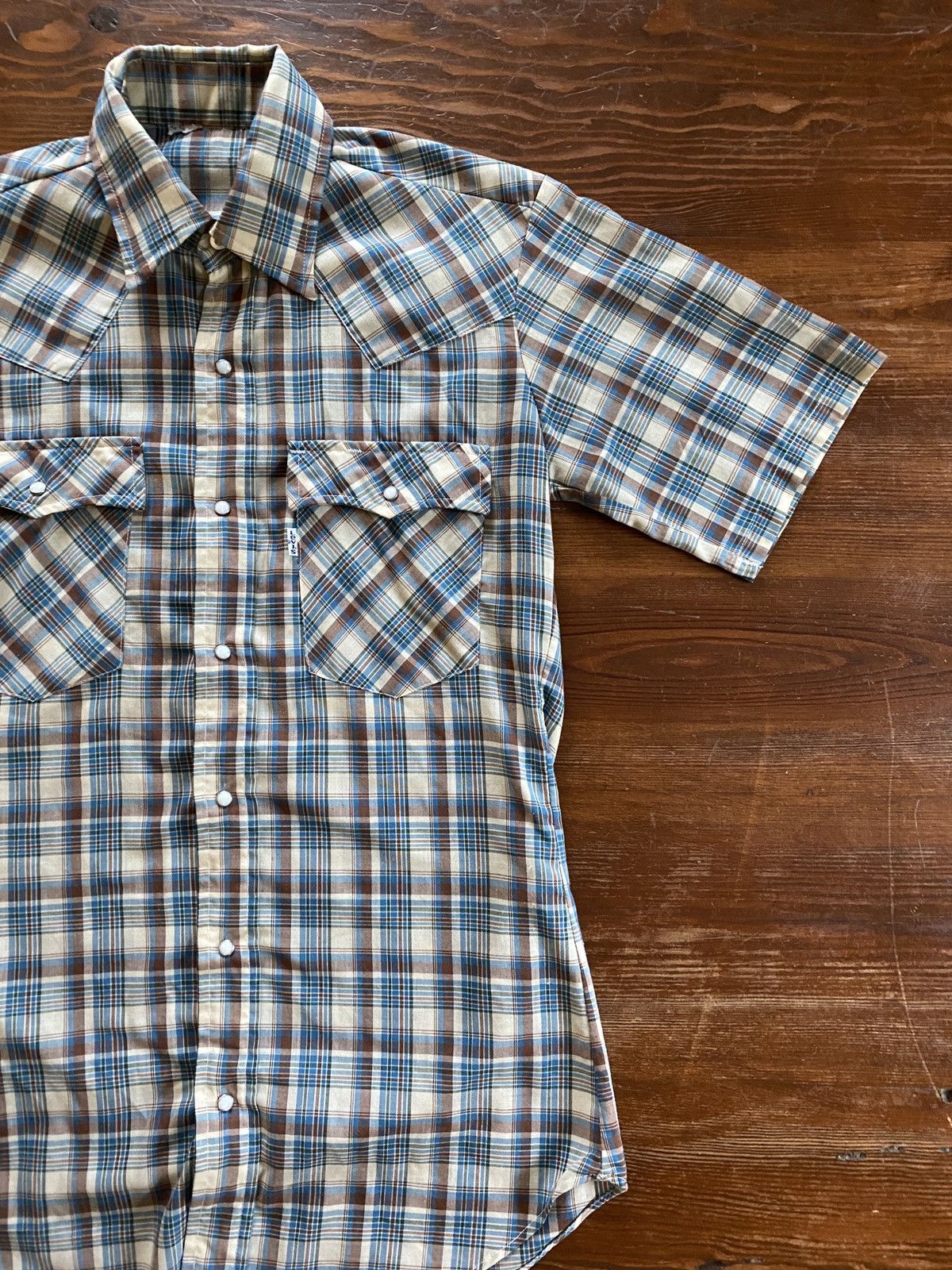 Levi's Vintage 70’s Levi’s White Tab Pearl Snap Plaid Button Up Size US S / EU 44-46 / 1 - 1 Thumbnail