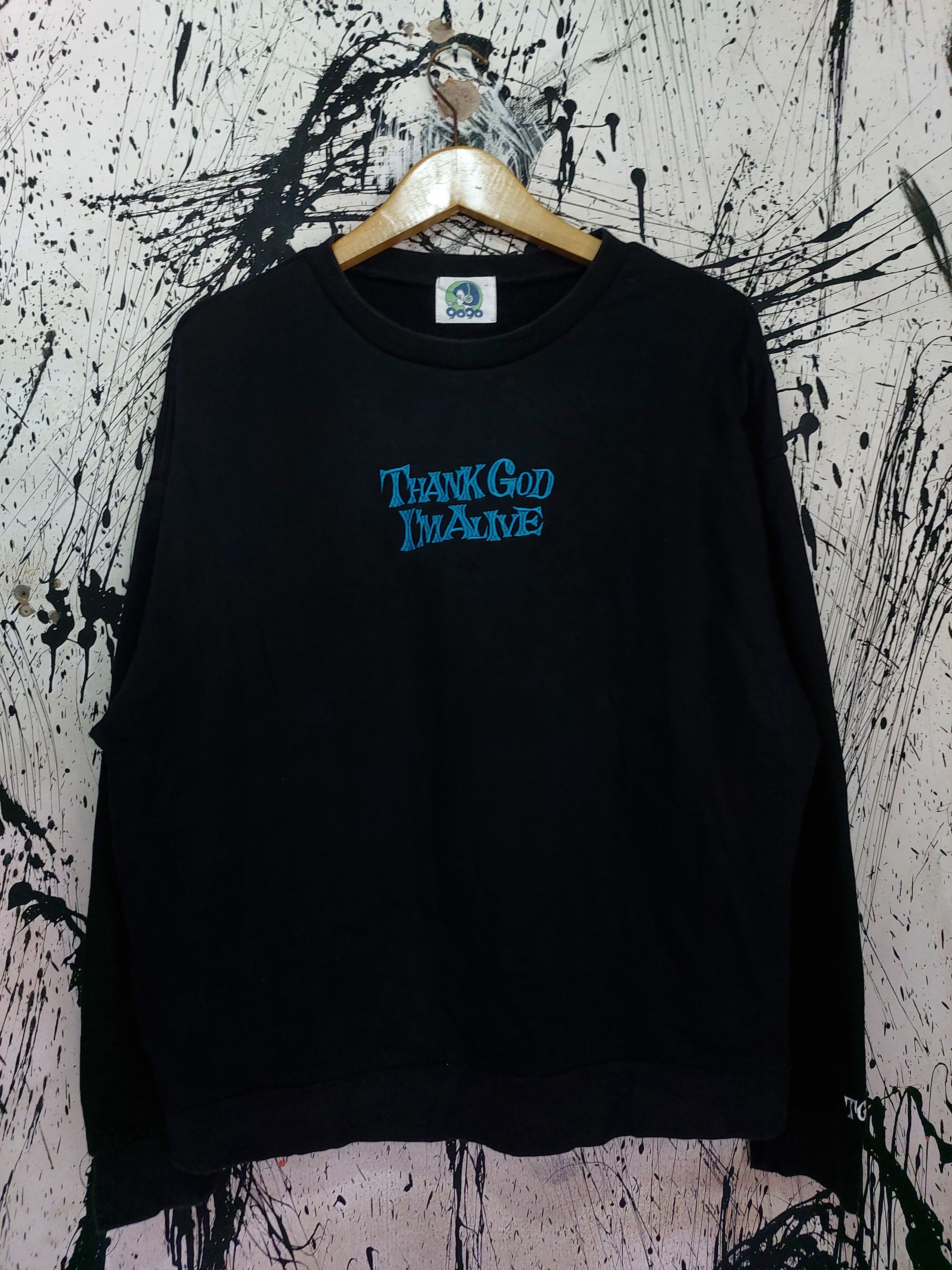 Vintage RIU DOMURA X 9090 SKATEBOARD THANK GOD I'M ALIVE SWEATSHIRT Size US L / EU 52-54 / 3 - 1 Thumbnail