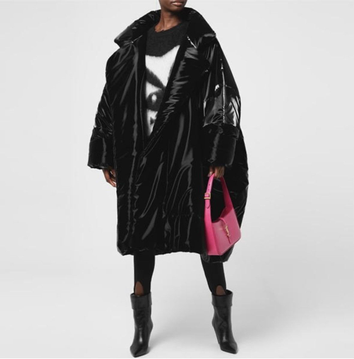 Saint Laurent Paris Saint Laurent Lacquered Effect Oversized