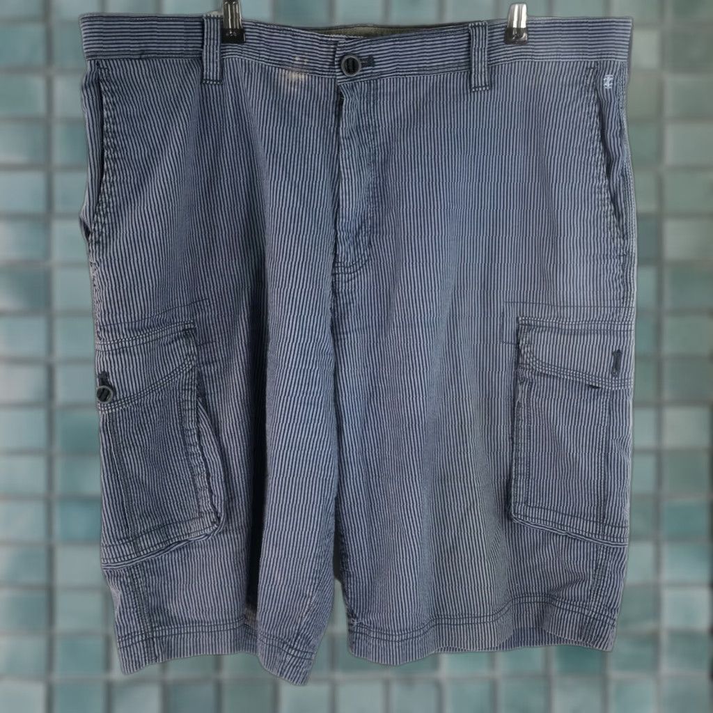 Izod Izod Mens Casual Flat Front High Rise Striped Blue Cargo Shorts Size 38 Size US 40 / EU 56 - 1 Thumbnail
