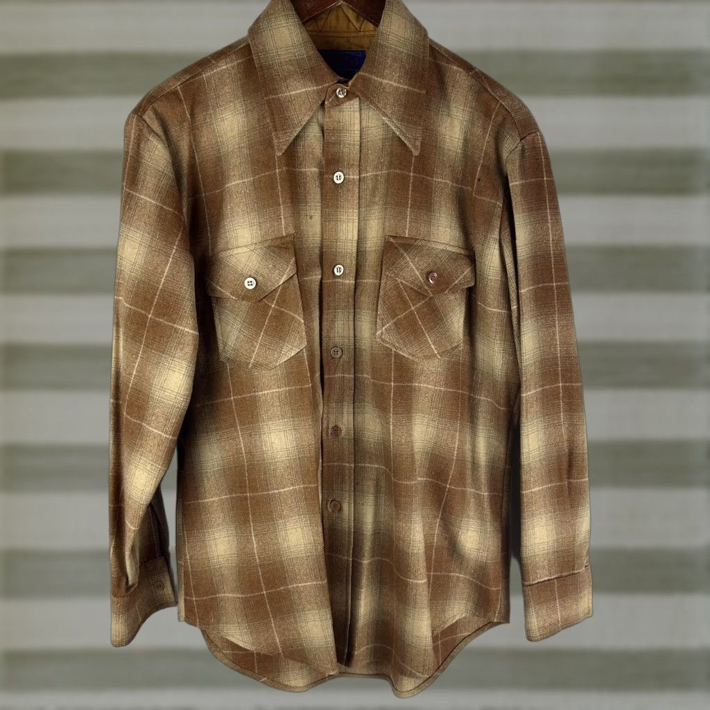 Vintage VINTAGE Ponderosa Shirt Mens M Brown Plaid Wool Flannel Lined Korea 70s Western Workwear Casual Button-Up Size US M / EU 48-50 / 2 - 1 Thumbnail