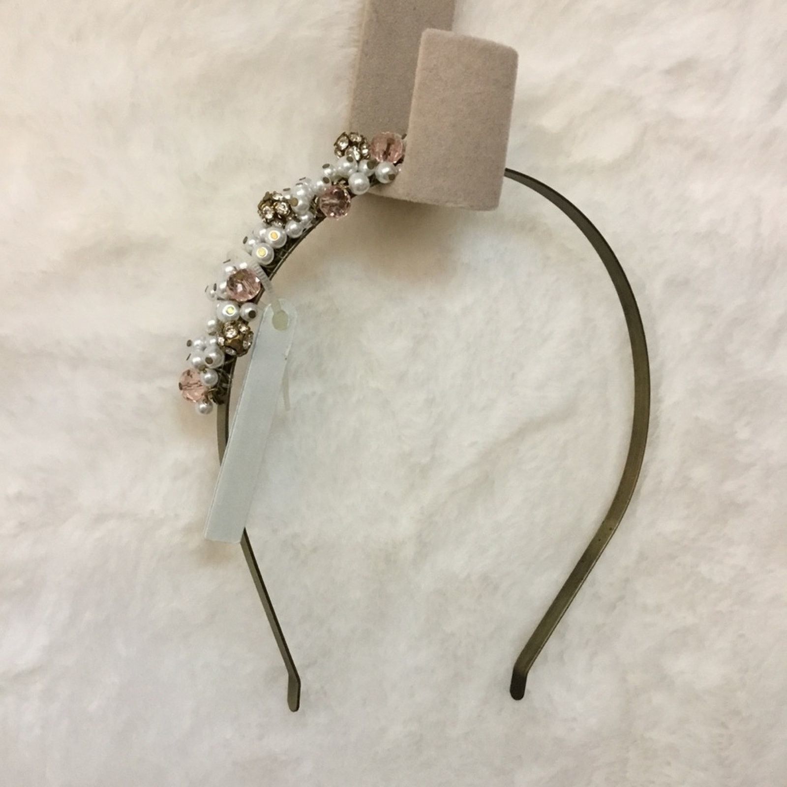 Other Pink & White Beaded Headband Size ONE SIZE - 1 Thumbnail