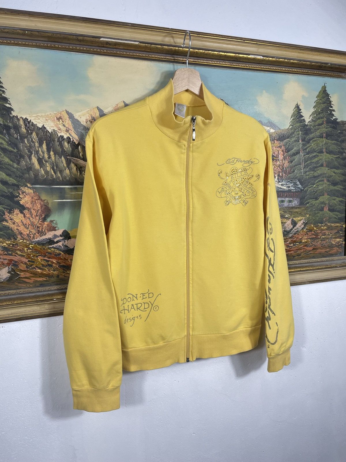 Christian Audigier × Ed Hardy × Vintage Ed Hardy Retro 00s Hoodie With Crystals Affliction Grunge Size US M / EU 48-50 / 2 - 4 Thumbnail