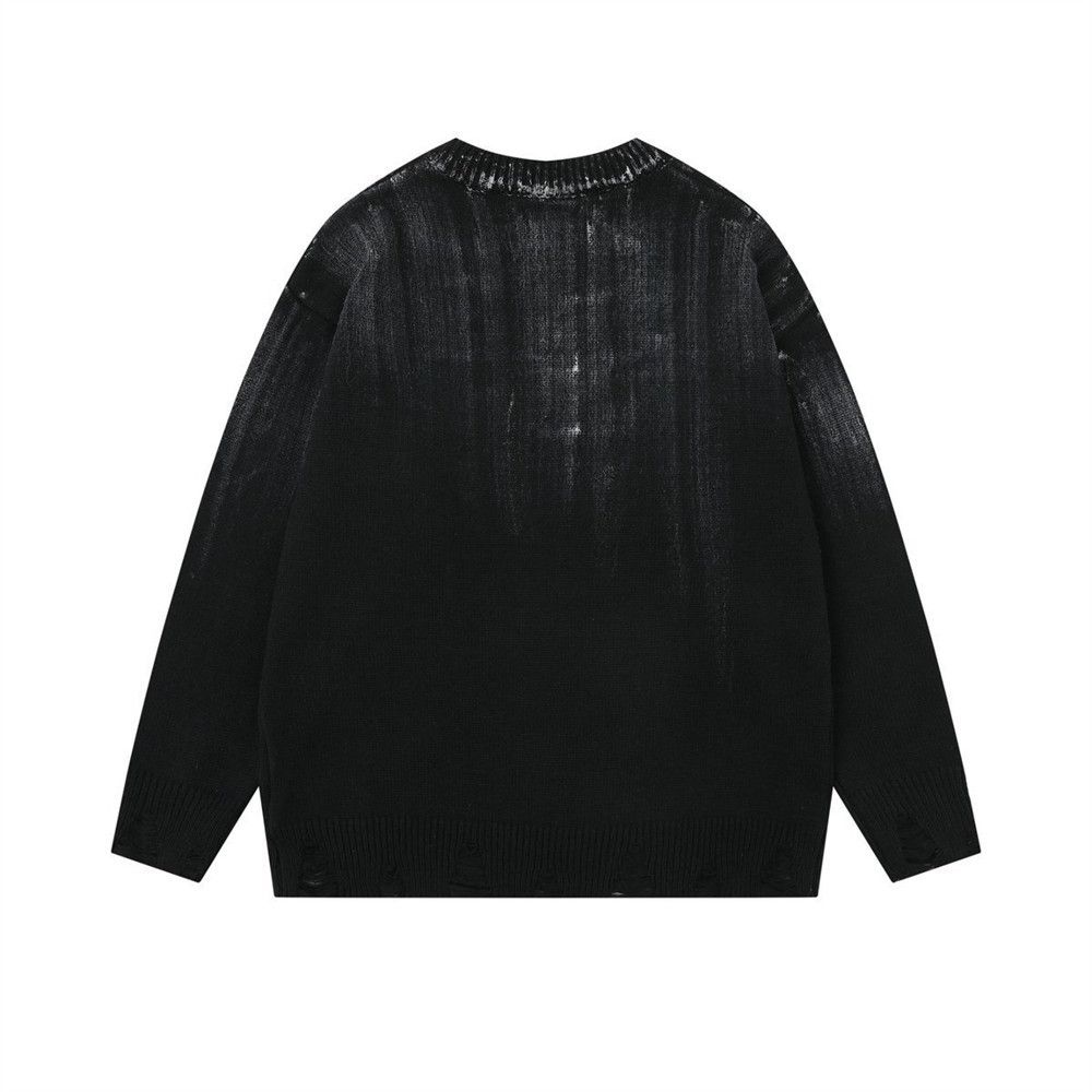 Vintage Men's loose casual ripped ink lettering crew neck sweater Size US M / EU 48-50 / 2 - 2 Thumbnail