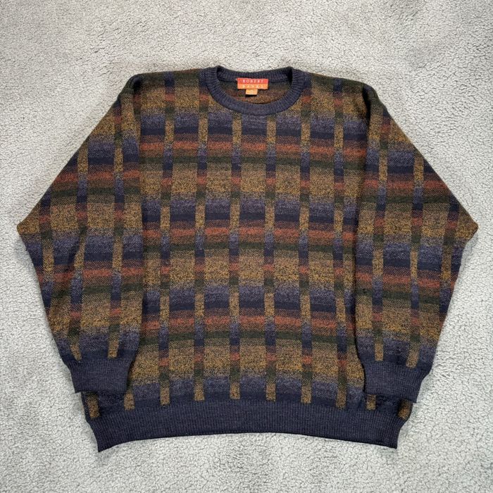 Vintage VINTAGE 90s ROBERT BANKS MERINO WOOL ABSTRACT PLAID SWEATER ...