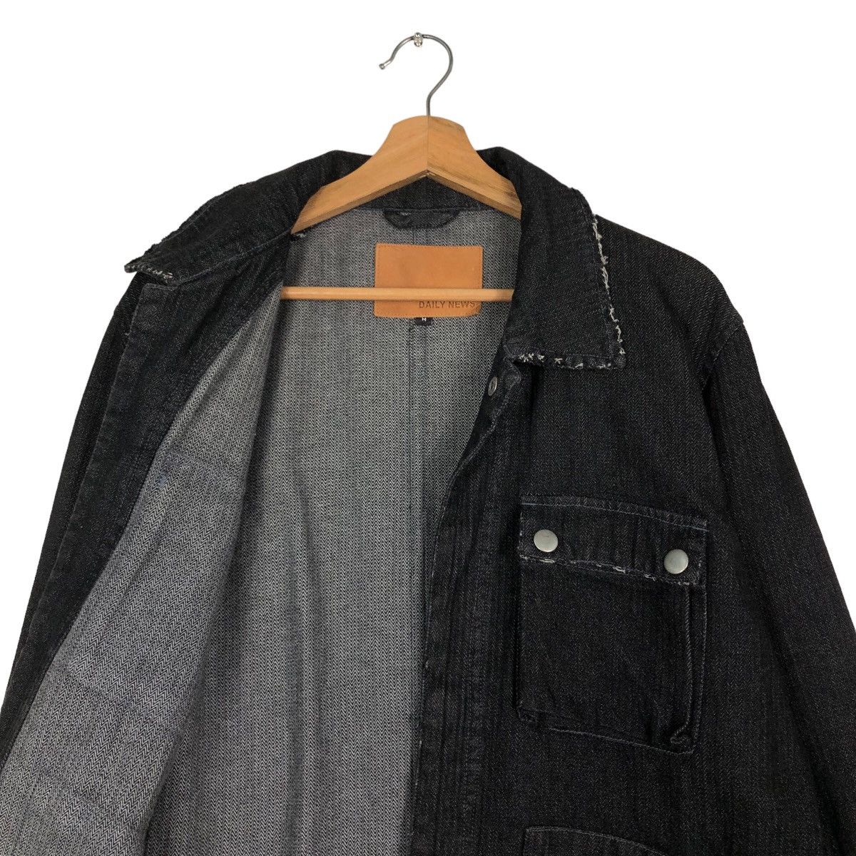 45rpm 🔥Vintage Biker Trucker Denim Jacket Daily News Japan Indigo Size US M / EU 48-50 / 2 - 12 Thumbnail