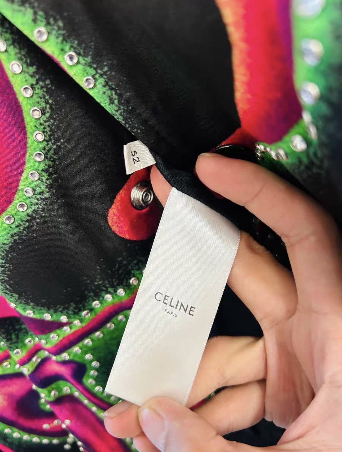 Celine Celine Rock Rhinestone Love Colorful Silk Varsity Jacket Size US L / EU 52-54 / 3 - 5 Thumbnail