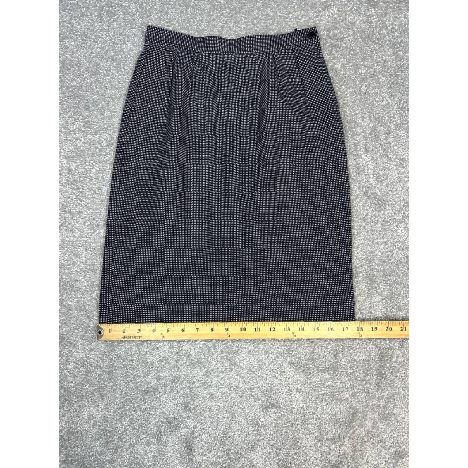 Valentino VINTAGE Valentino Skirt Pencil Womens 40 Black Check Zip Back Slit Casual 90s Modern Womens Size 32" / US 10 / IT 46 - 3 Thumbnail