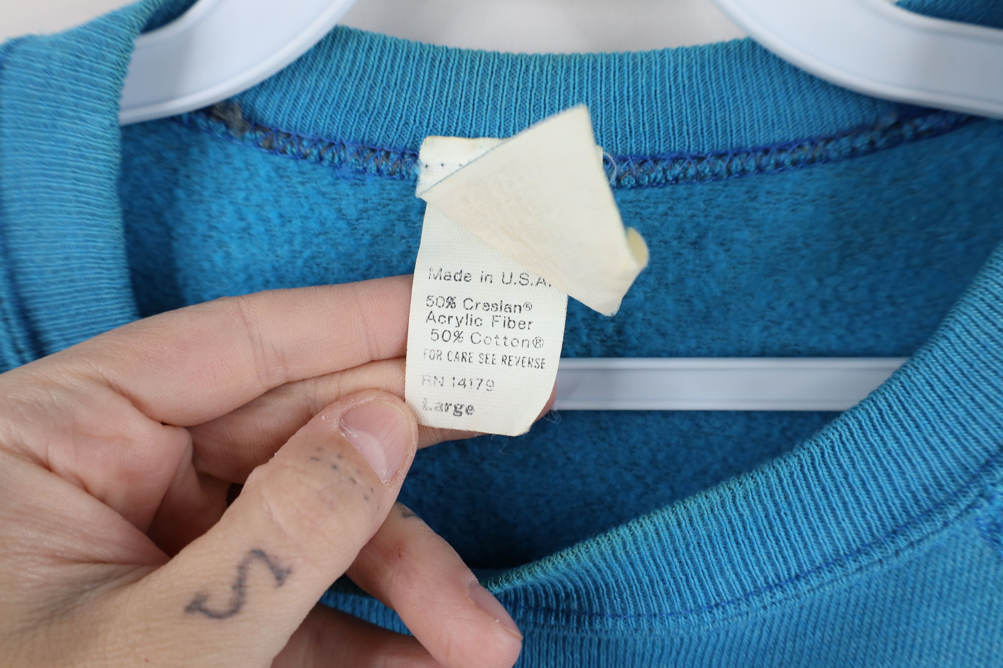 Vintage Vintage 70s Streetwear Blank Crewneck Sweatshirt Blue USA Size US L / EU 52-54 / 3 - 5 Thumbnail
