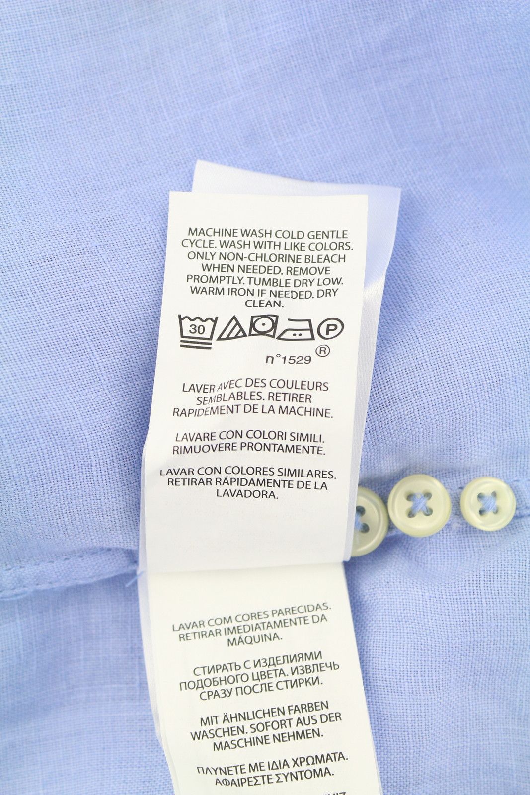 Ralph Lauren S Blue Linen Custom Fit Button-Down Neck Logo 87001 Size US S / EU 44-46 / 1 - 11 Thumbnail