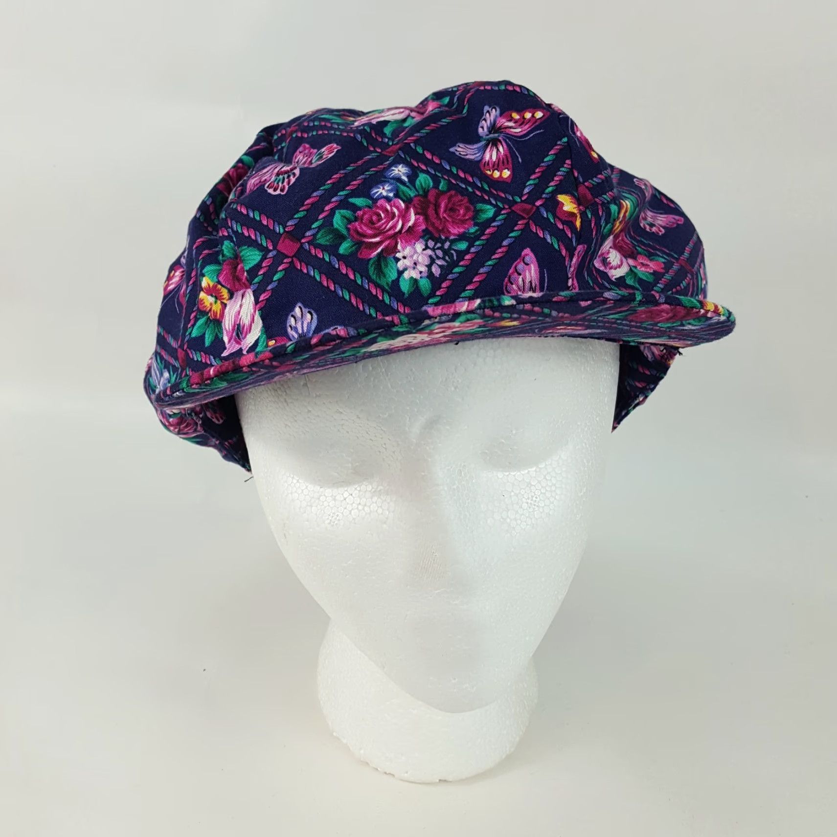 Vintage VINTAGE Infinity Chic Baseball Cap Hat One Size Purple Floral Butterfly 90s Cute Adjustable Cotton Women's Hat Size ONE SIZE - 2 Thumbnail