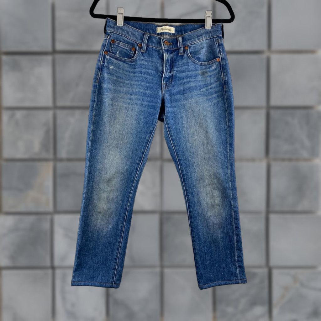 Madewell Madewell Jeans Womens 24 Blue The Slim Boyjean Stretch Distressed Denim 28 x 25 Size 42" / US 20 - 1 Thumbnail