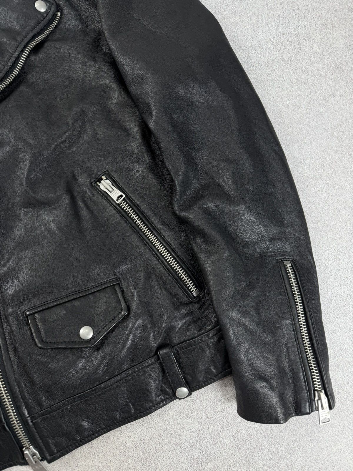 Allsaints Allsaints Men’s Milo Biker Leather Jacket Size M Size US M / EU 48-50 / 2 - 2 Thumbnail
