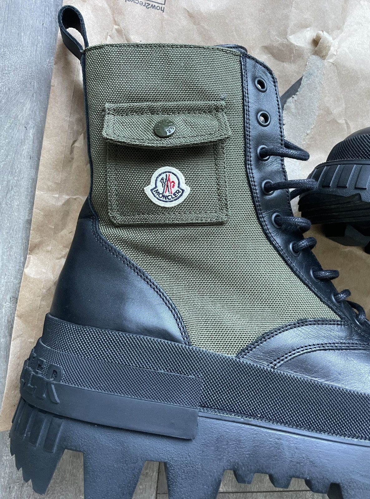 Designer × Moncler Moncler 10US Konture Leather Cordura Combat Ankle Boots Size US 10 / EU 43 - 2 Thumbnail
