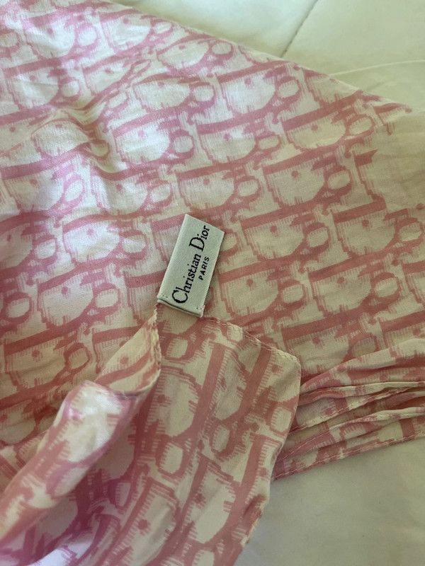 Dior Dior Scarf Silk Bandana Foulard Logo Monogram Pink EX0147 Size ONE SIZE - 3 Thumbnail
