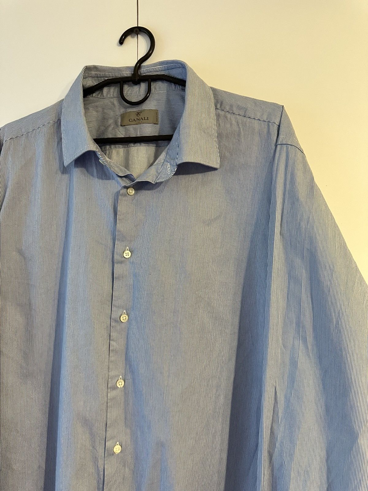 Canali Canali Luxury Striped Cotton Long Sleeve Shirt Made in Italy Size US XL / EU 56 / 4 - 3 Thumbnail