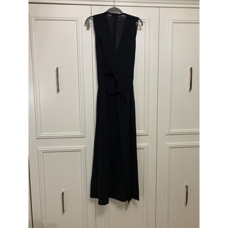 Oak + Fort OAK + FORT Women's Black Wool Midi Wrap Dress Size 40 Formal Size ONE SIZE - 5 Thumbnail