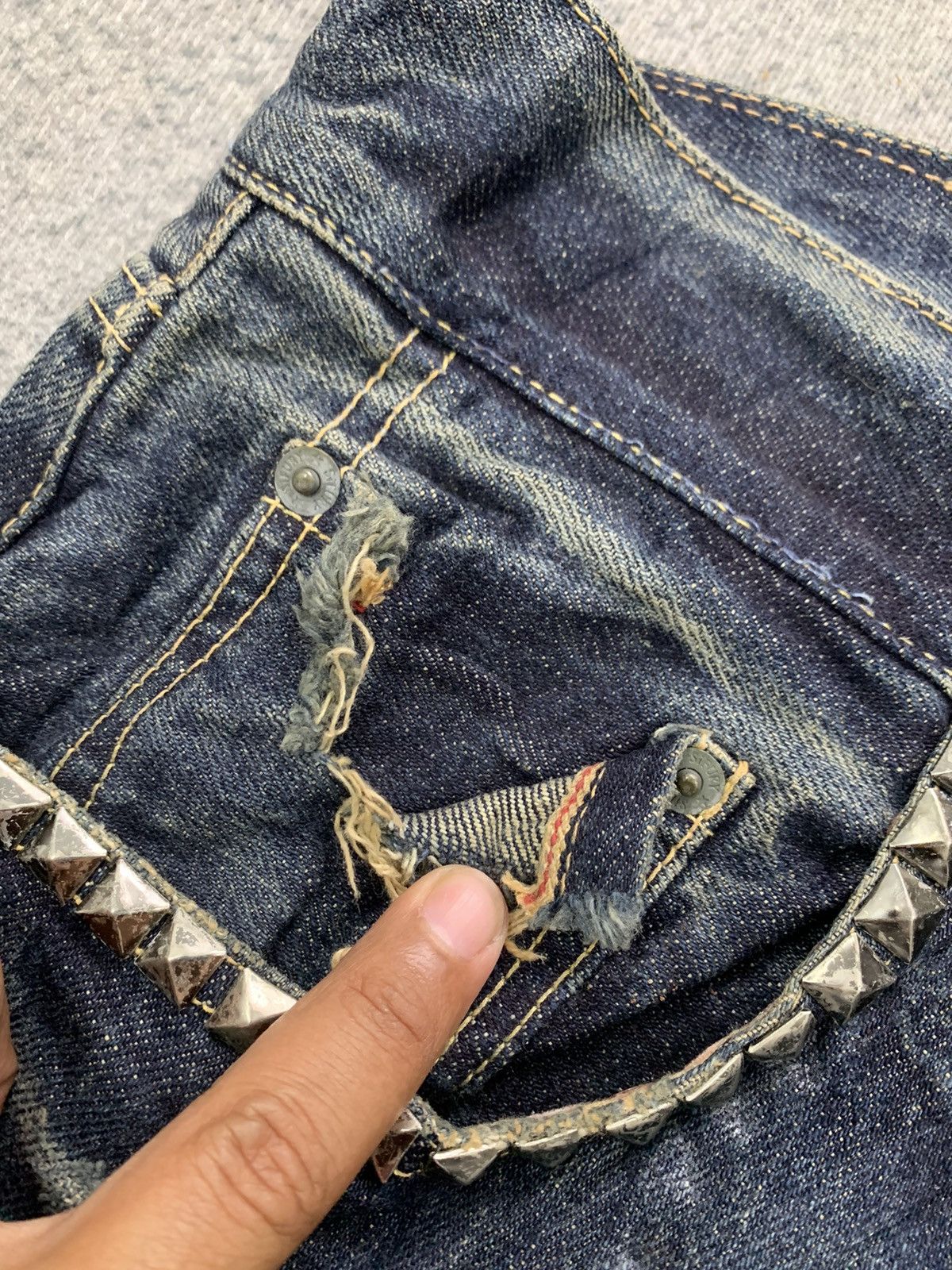 Self Edge Nice Sifury Copper Riveted Selvedge Denim Pant Made in Japan Size US 31 - 19 Thumbnail