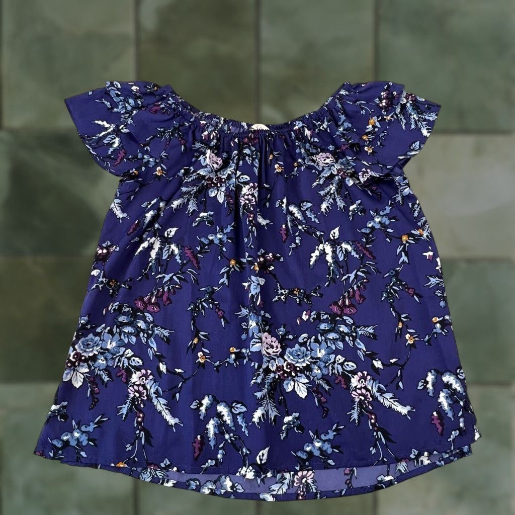 Loft LOFT Womens Off Shoulder Blouse Small Purple Floral Flowy Top Size S / US 4 / IT 40 - 1 Thumbnail
