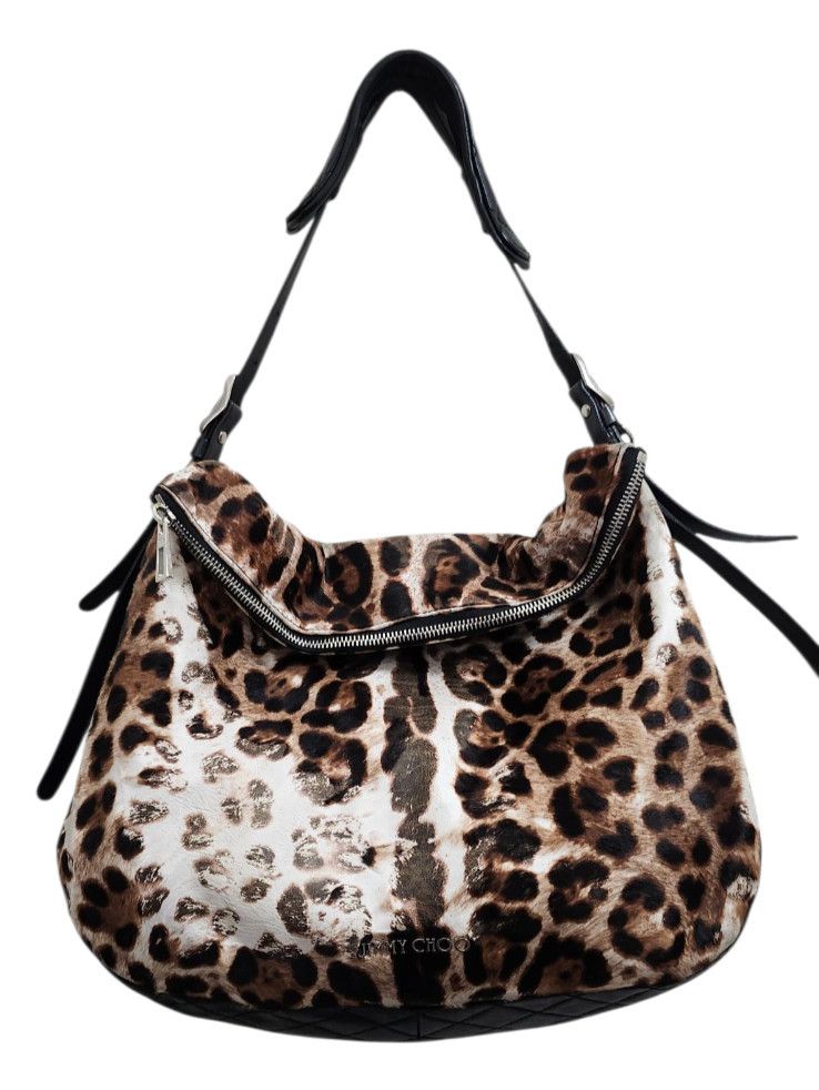Jimmy Choo Jimmy Choo Animal Print Hobo Bag Fur & Leather Designer Size ONE SIZE - 2 Thumbnail