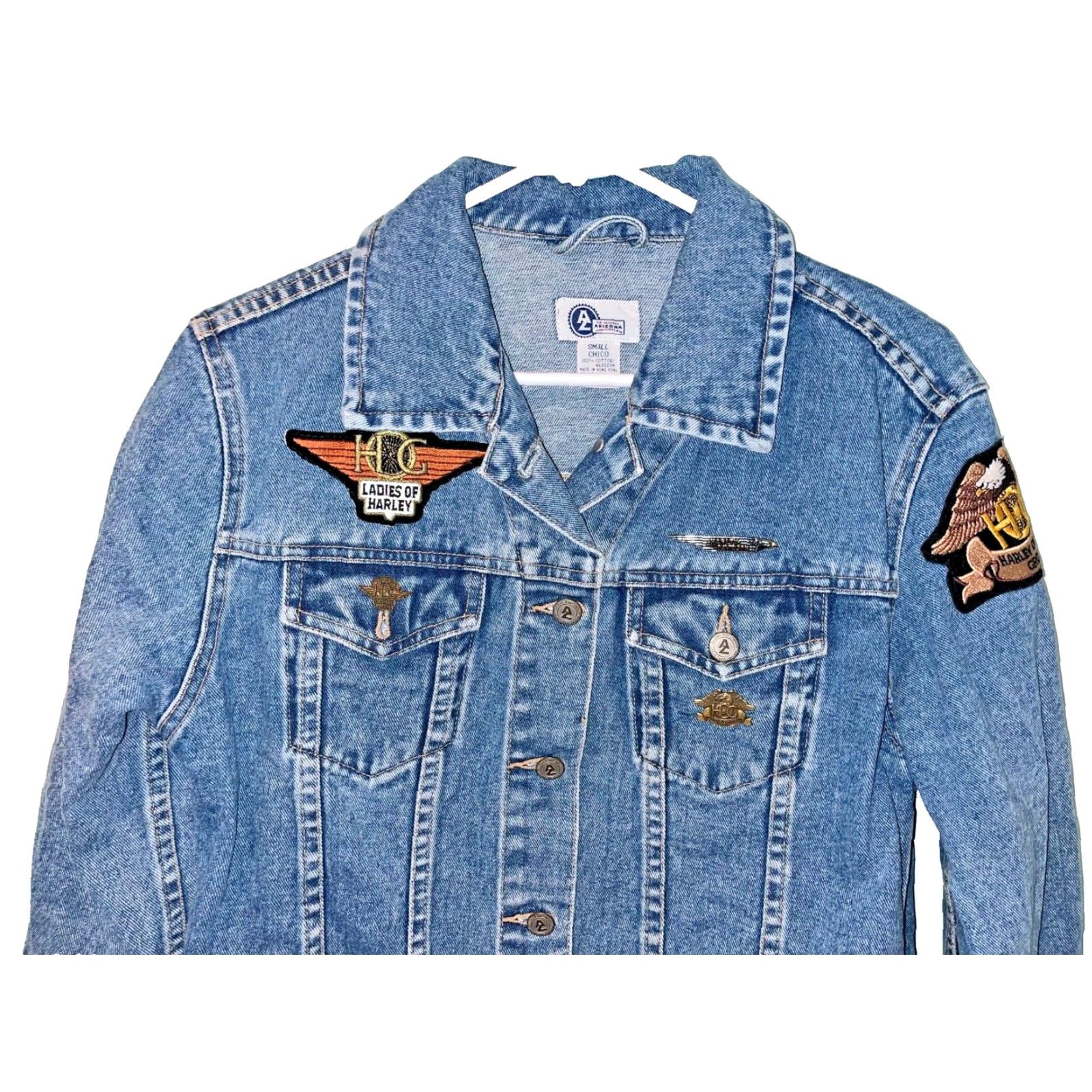 Vintage VINTAGE Arizona Harley Davidson Patches Denim Jean Motorcycle Jacket Sz. S Size 28" / US 6 / IT 42 - 3 Thumbnail