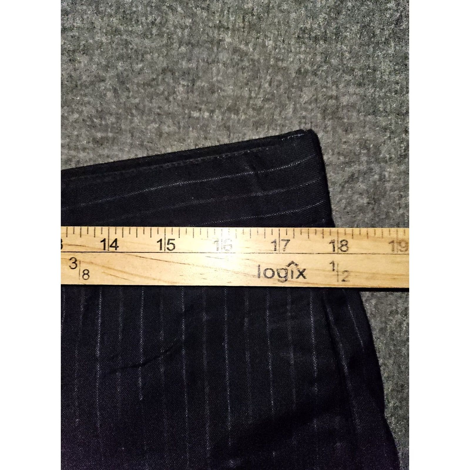 Banana Republic VINTAGE Banana Republic Modern Fit Dress Pants Mens 35x32 Black Striped 99% Wool Lined Size US 35 - 3 Thumbnail
