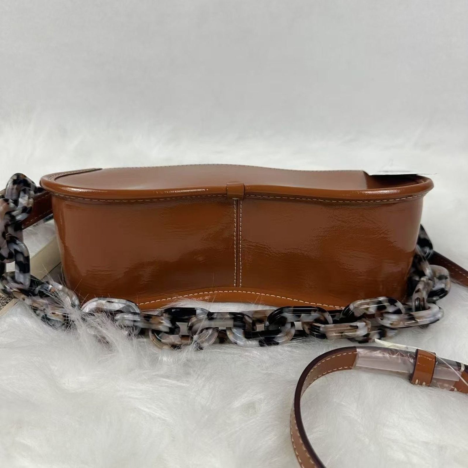 Coach COACH Mini Wavy Dinky Crinkle Patent Leather Crossbody Amber Size ONE SIZE - 12 Thumbnail