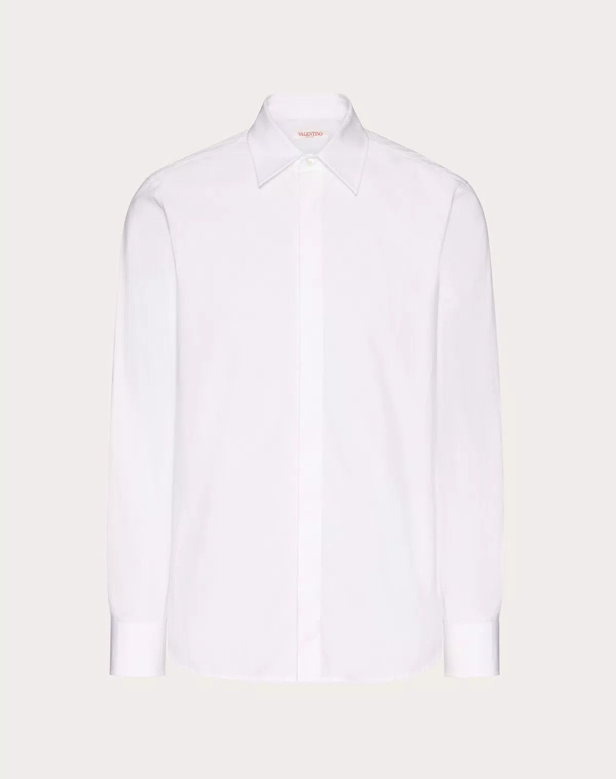Valentino oc11z0725 Heavy Cotton Poplin Long Sleeve Shirt in White Size US S / EU 44-46 / 1 - 1 Thumbnail
