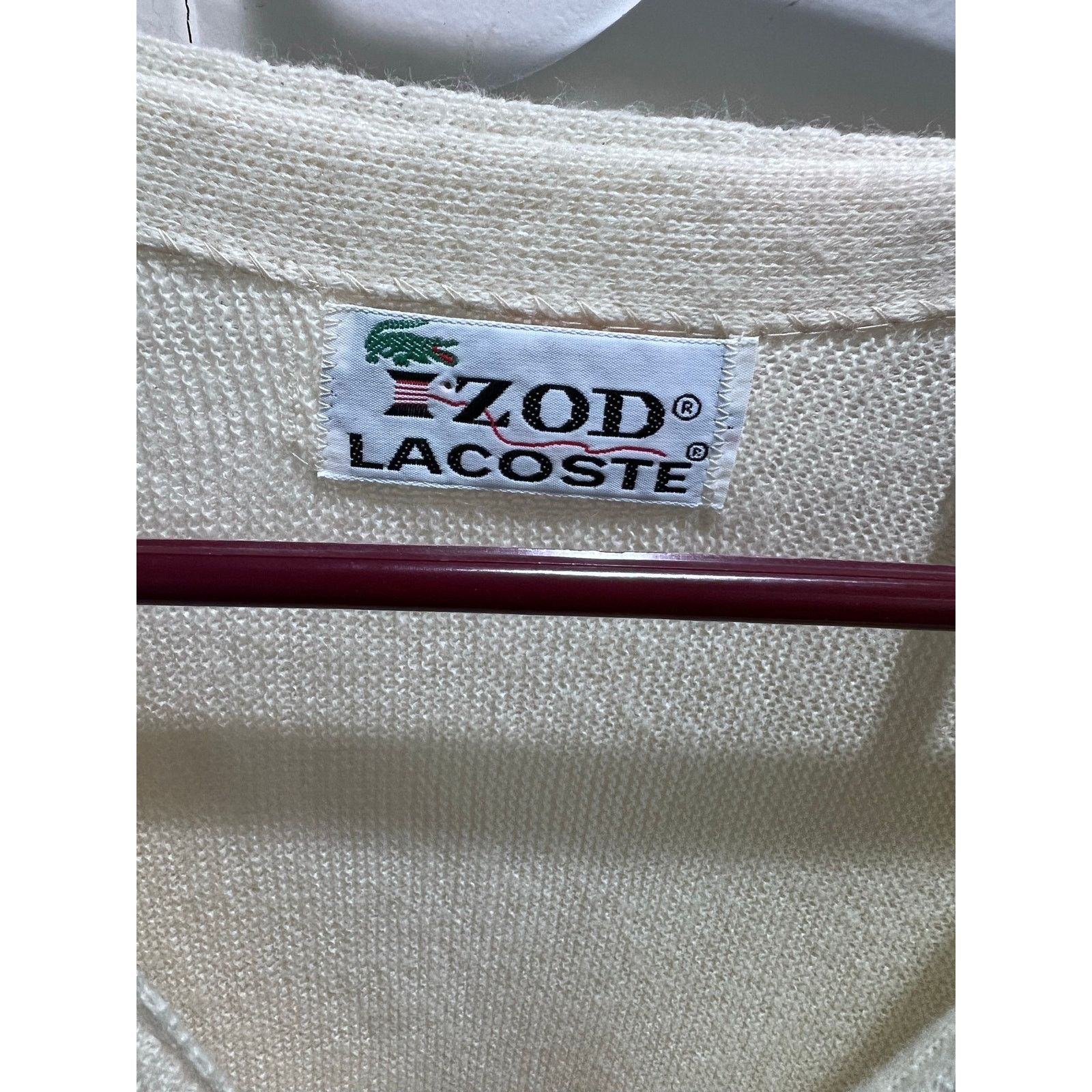 Lacoste Vintage IZOD Lacoste Cardigan Sweater Mens M Cream V Neck Size US M / EU 48-50 / 2 - 7 Thumbnail
