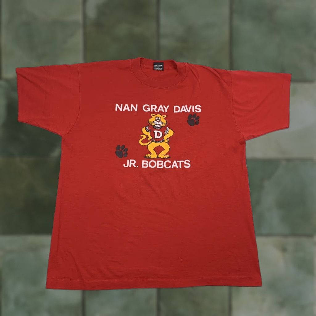 Vintage VINTAGE Nan Gray Davis Elementry School T Shirt Jr Bobcats Adult XL Red 90s VTG Size US XL / EU 56 / 4 - 1 Thumbnail