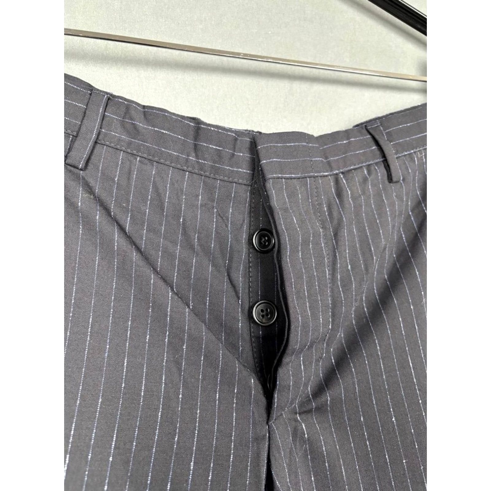 Romeo Gigli Romeo Gigli Pants Womens Size 36 Black Striped Bemberg Cupro Casual Straight Leg Size 34" / US 12 / IT 48 - 4 Thumbnail