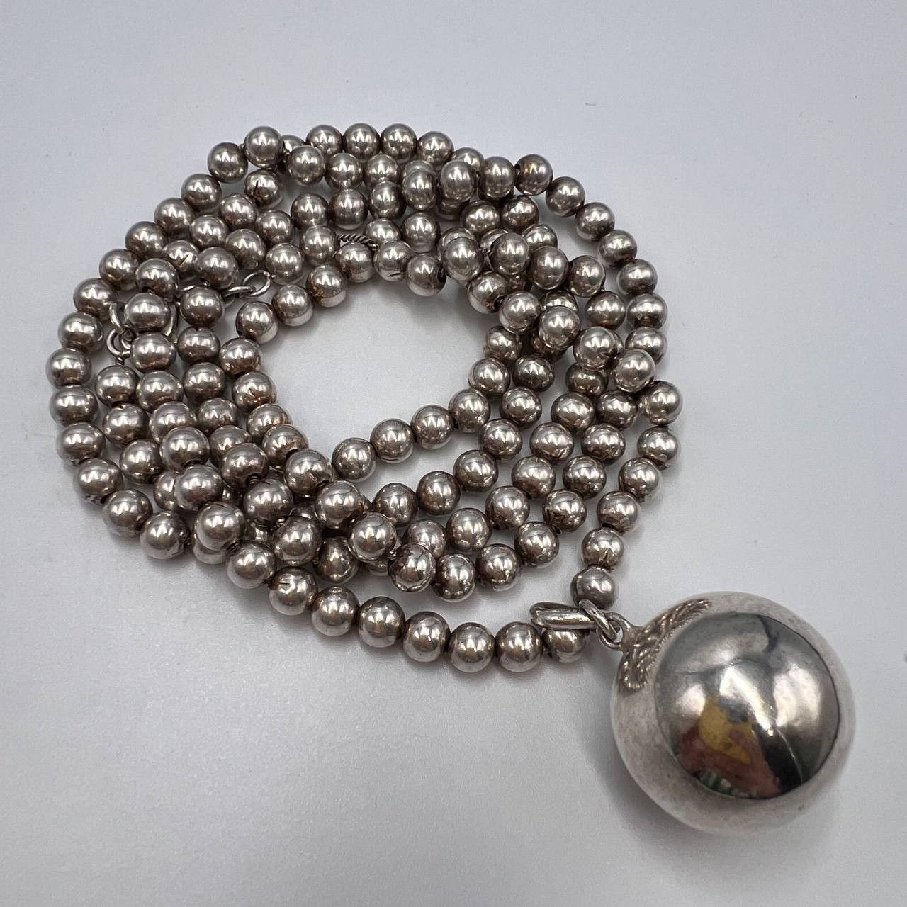 Vintage Sterling Silver 925 Unisex Beads Necklace 62 gr