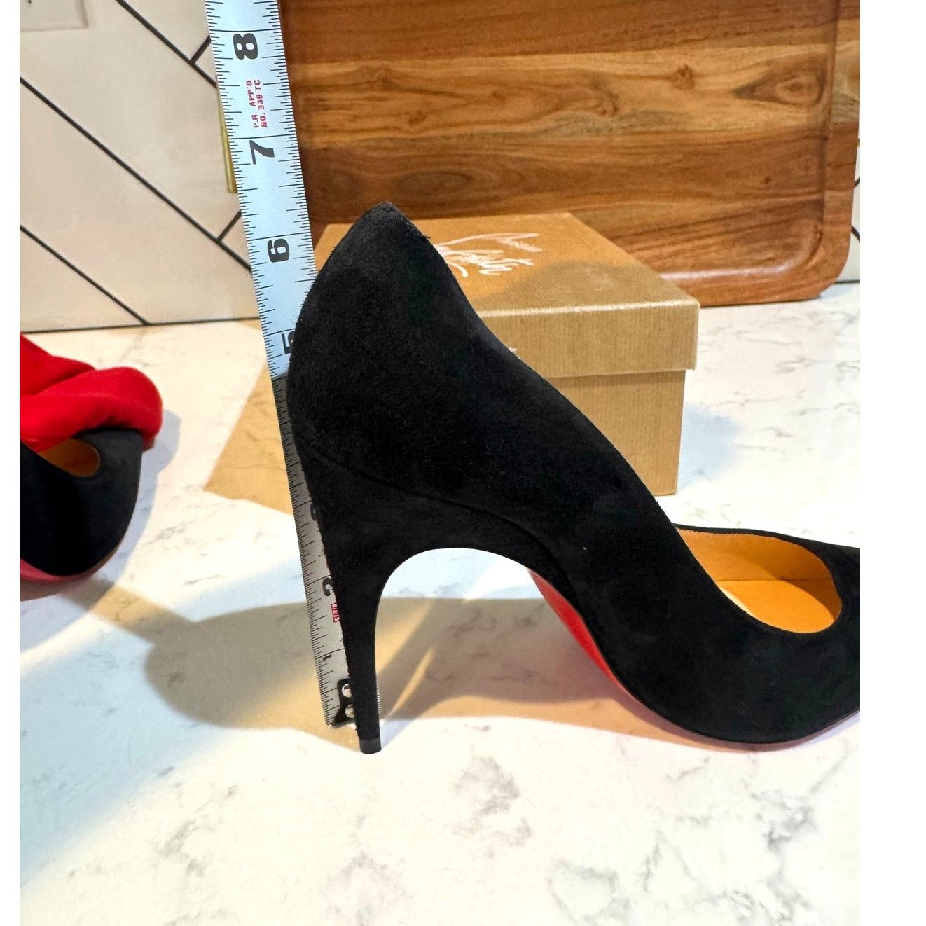Christian Louboutin Christian Louboutin Alminette black suede 100MM pump Size US 7.5 / IT 37.5 - 10 Thumbnail