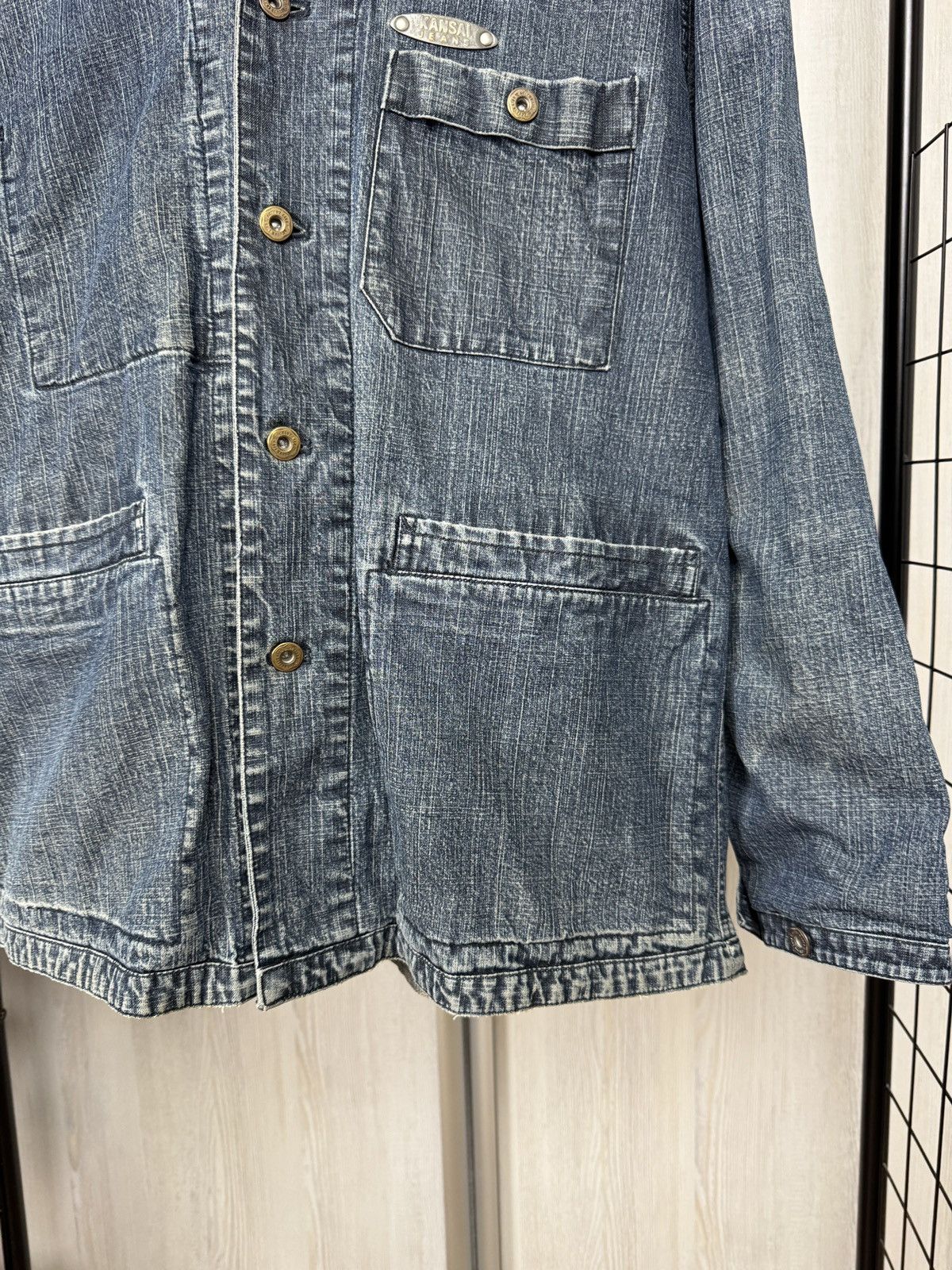 Japanese Brand VINTAGE CHORE DENIM WORK JACKET KANSAI JEANS CHECK LINING Size US M / EU 48-50 / 2 - 7 Thumbnail