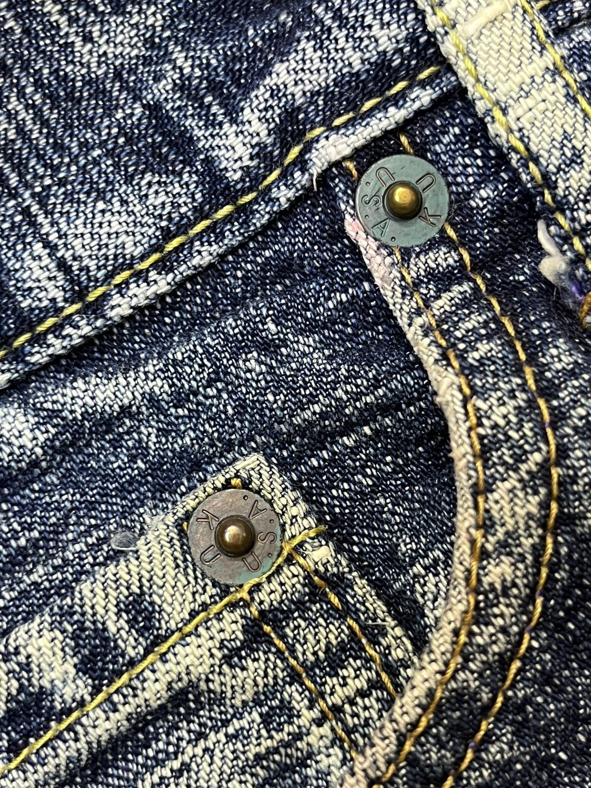 Japanese Brand SICK🔥JAPAN DENIM K.U. USA MELT INTO THE UNIVERSE JEANS Size US 32 / EU 48 - 18 Thumbnail