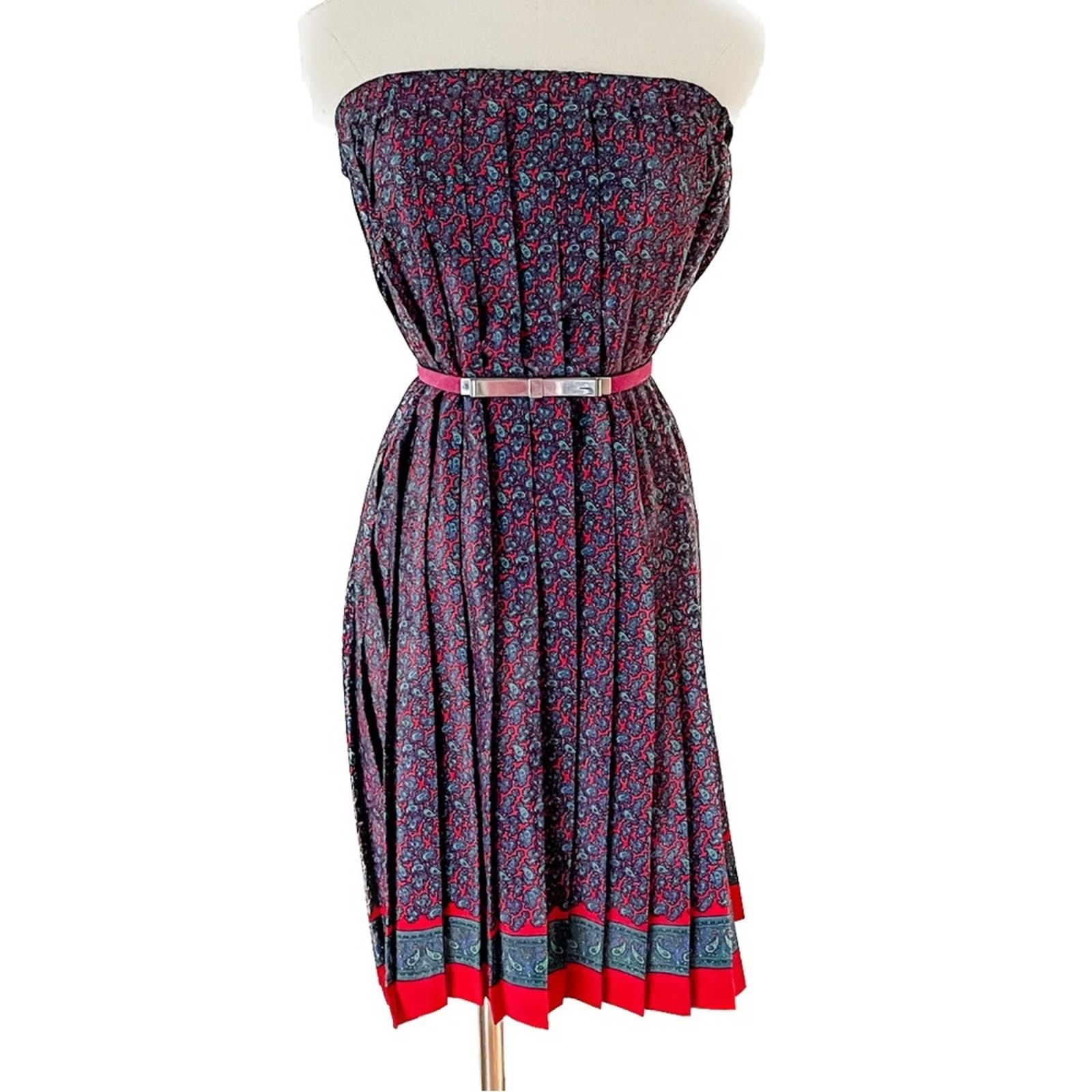 Vintage VIntage 90s paisley pleated midi skirt/mini dress S/M 6/8 Size 27" / US 4 / IT 40 - 6 Thumbnail