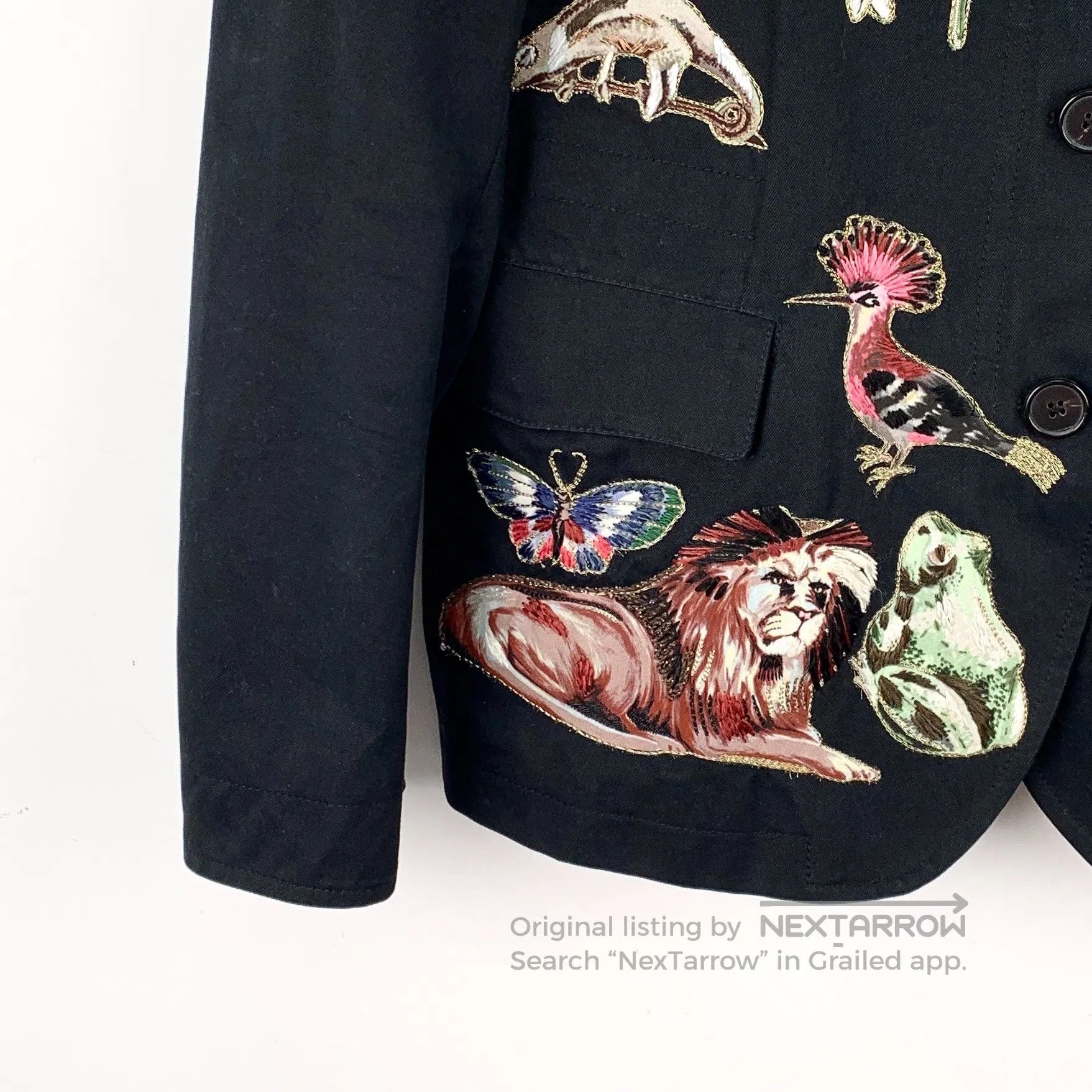 Valentino Valentino Black Animal Embroidered Cotton Stand Collar Sin Size US S / EU 44-46 / 1 - 4 Thumbnail