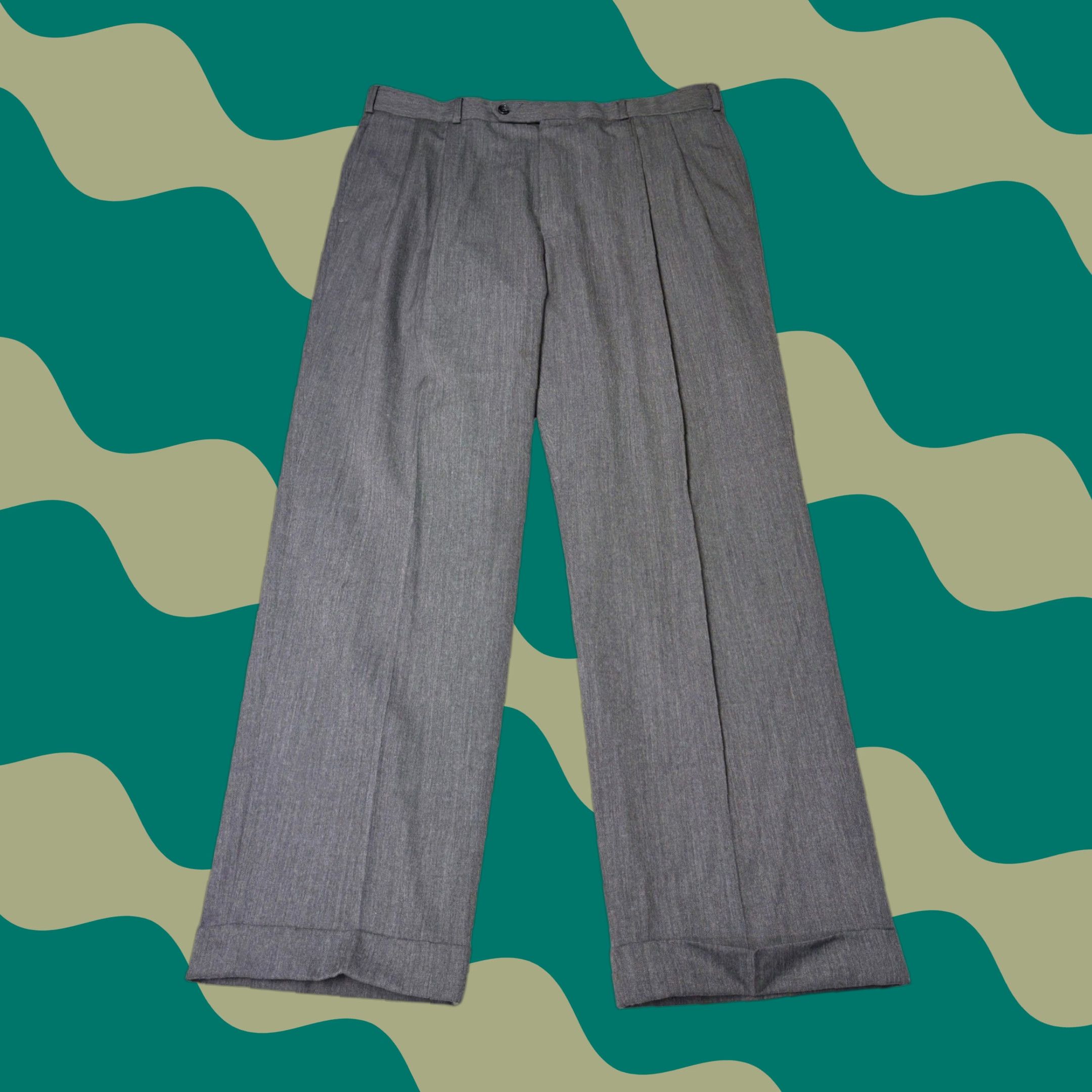 Brooks Brothers Brooks Brothers Mens Dress Pants Wool 100% Pleated Cuffed Gray 38x30 Canada Regular Fit Front Zip Button Pockets Straight Classic Dress Trousers Size US 37 - 1 Thumbnail