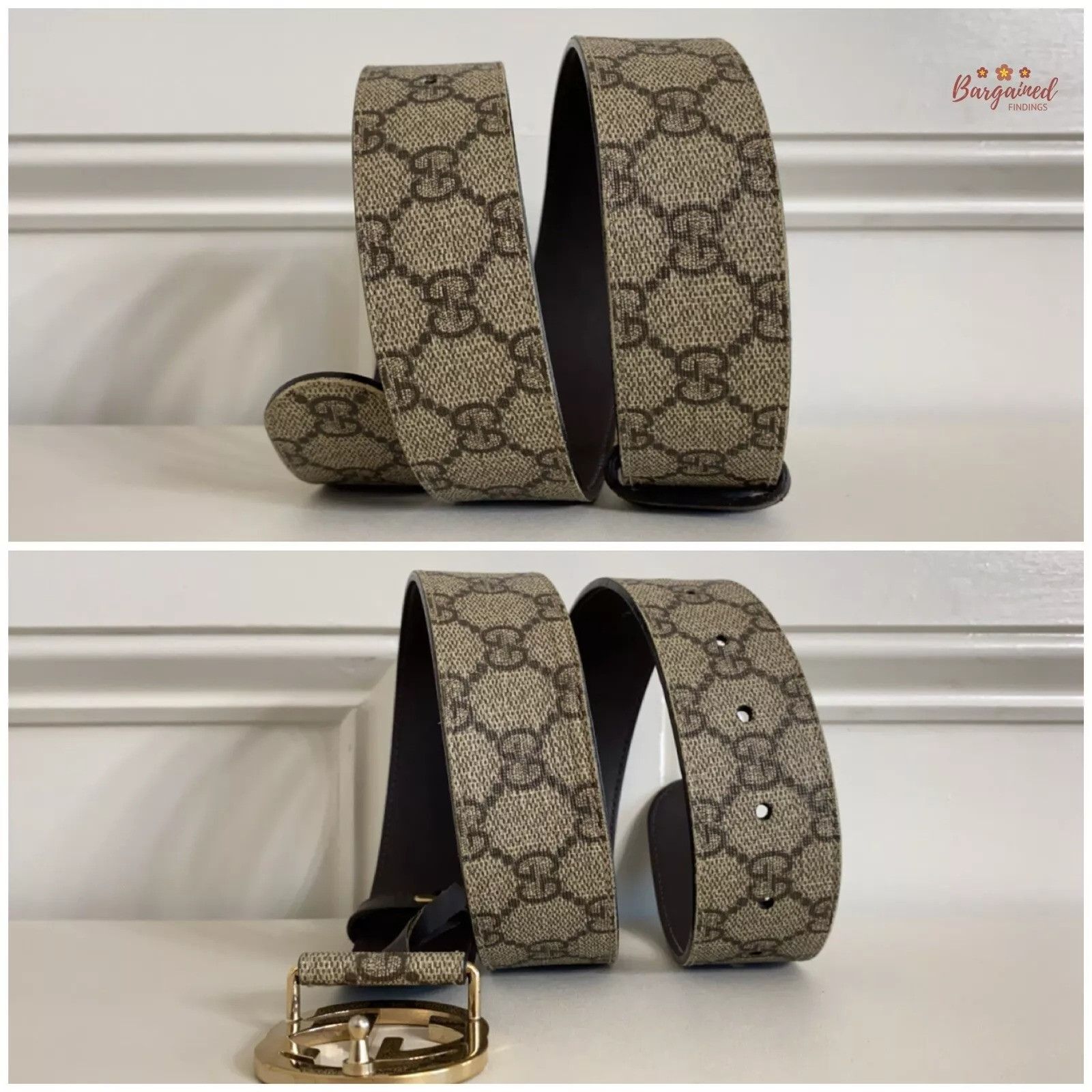 Gucci Gucci Brown GG Supreme Gold Interlocking G Buckle Belt Size 28 - 5 Thumbnail