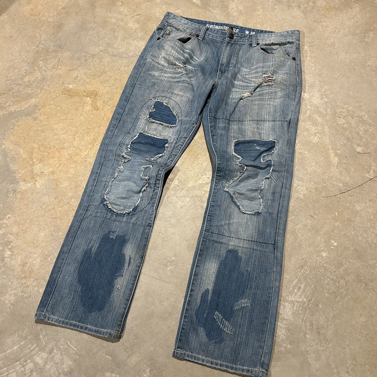 JNCO × Southpole × Vintage Crazy Vintage Y2K Grindhouse Baggy Repaired Denim Distressed Size US 38 / EU 54 - 2 Thumbnail