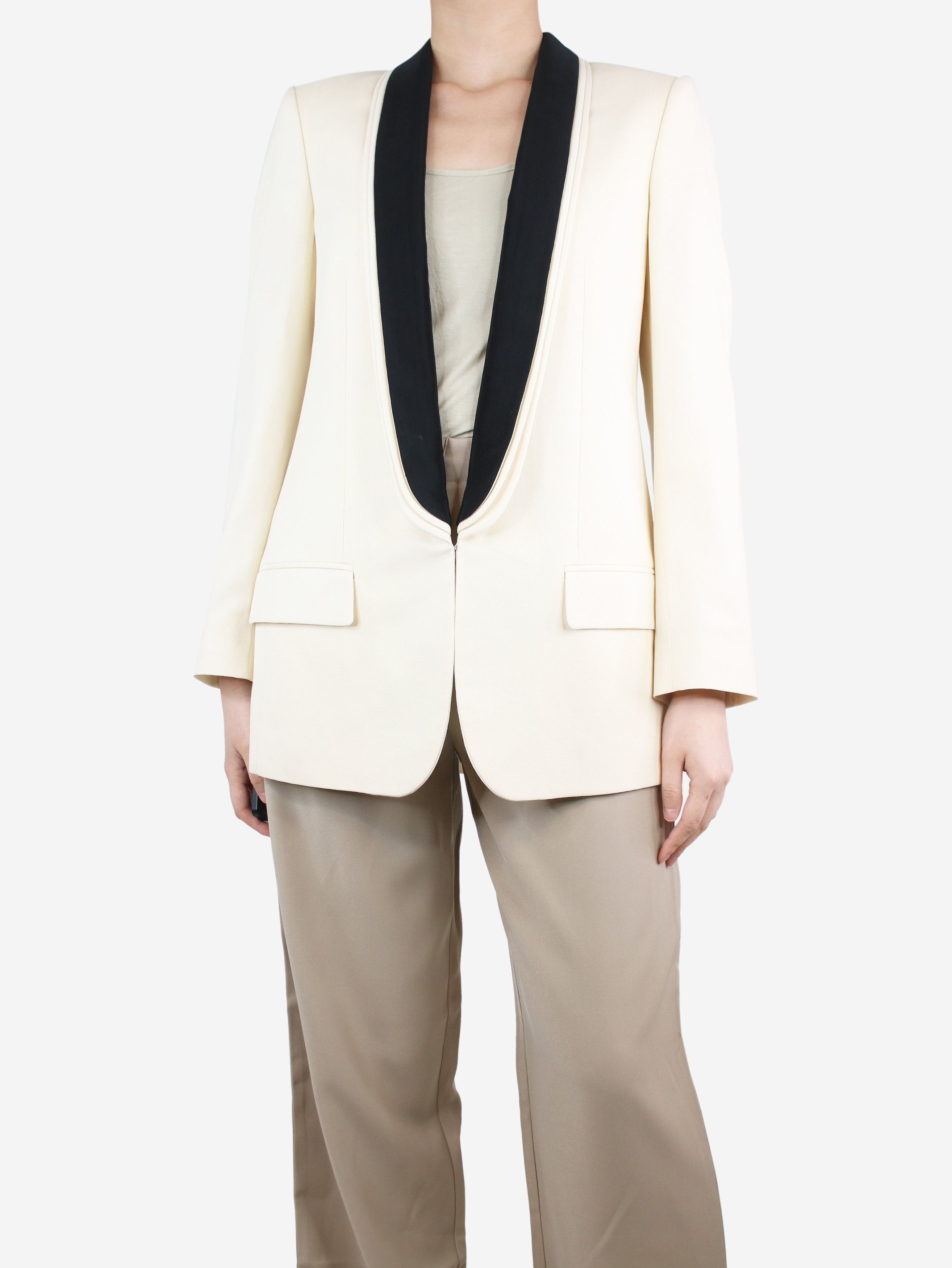 image of Stella Mccartney Cream Contrast-Trimmed Jacket - Size Uk 12, Women's