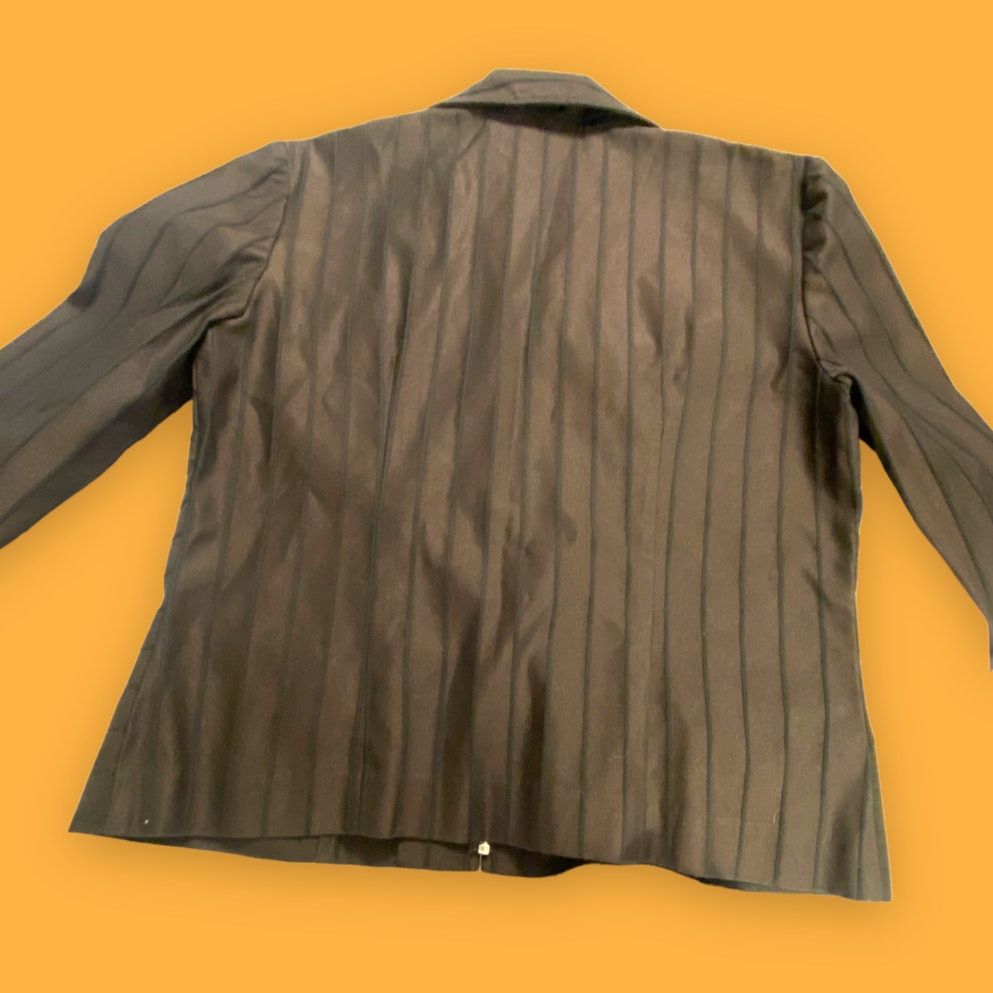 Joseph Ribkoff Joseph Ribkoff Trends VTG Brown Pin-Striped Moto Blazer 10 Size L / US 10 / IT 46 - 7 Thumbnail