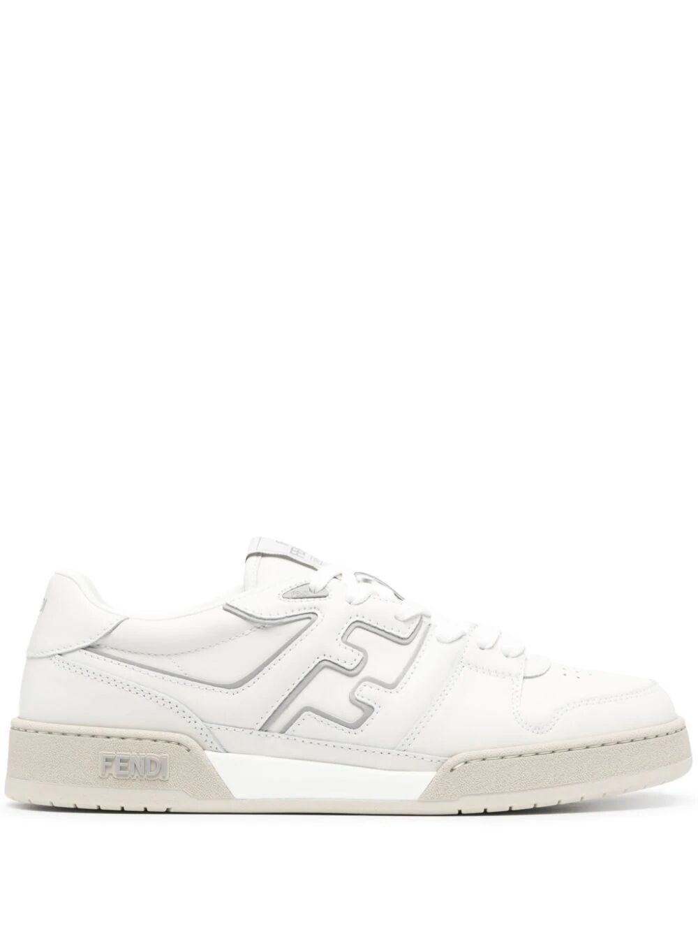 image of Fendi Match Leather Sneakers in White, Men's (Size 8)