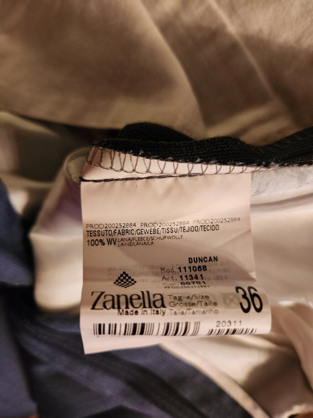 Zanella zanella for Nordstrom men's blue 100%wool dress pants 36/29 Size 36R - 6 Thumbnail