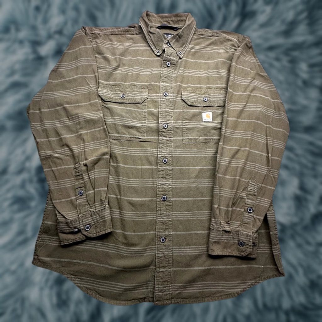 Carhartt Carhartt Button-Up Shirt Plaid Long Sleeve Men Large Green Loose Fit 100% Cotton Pocketed Workwear Size US L / EU 52-54 / 3 - 1 Thumbnail
