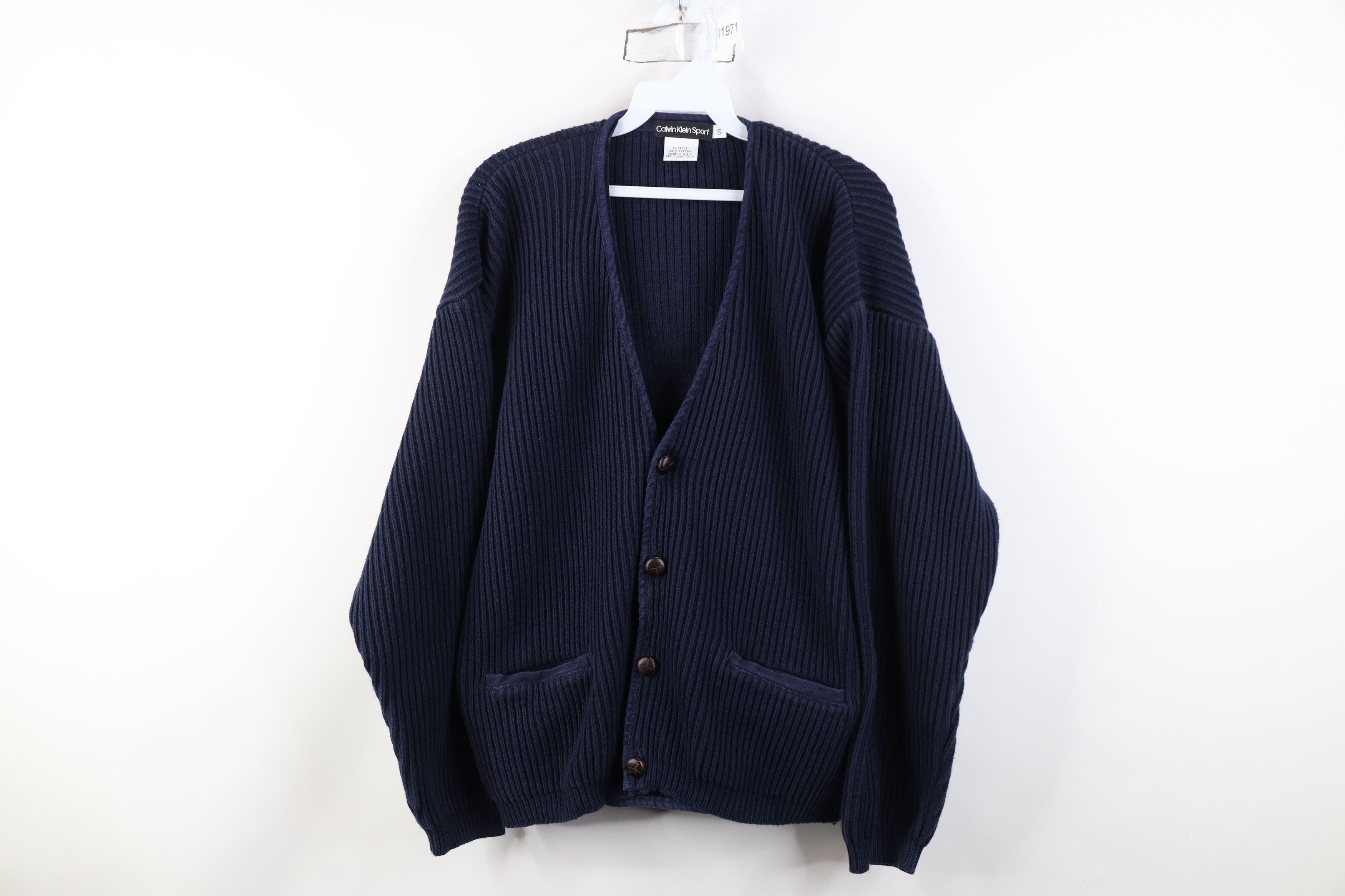 Calvin Klein Vintage 90s Calvin Klein Ribbed Knit Cardigan Sweater USA Size US S / EU 44-46 / 1 - 1 Thumbnail