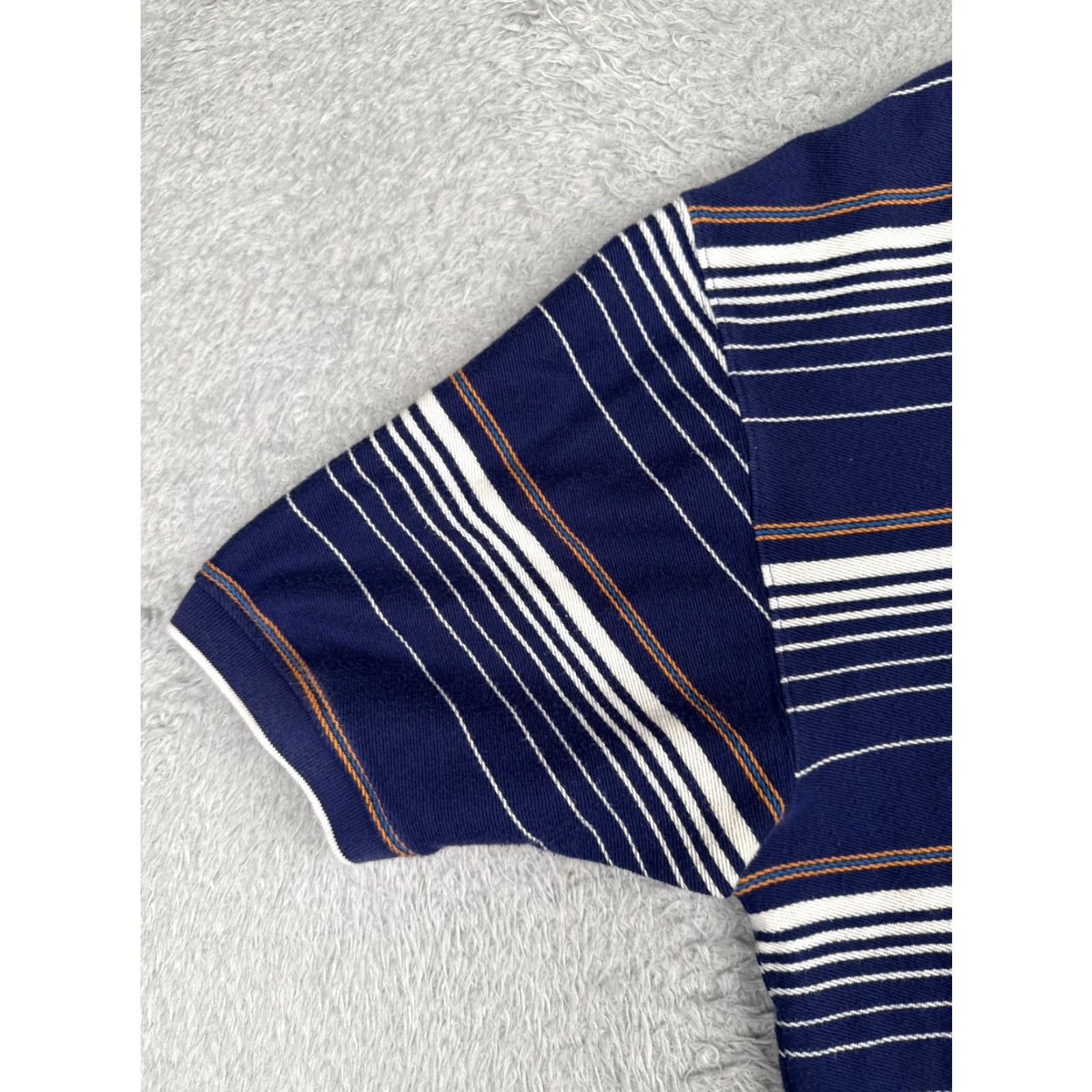 Alexander Julian VINTAGE Alexander Julian Shirt Men XL White Blue Stripe Cotton Polo Short Sleeve Slim Fit Size US XL / EU 56 / 4 - 3 Thumbnail