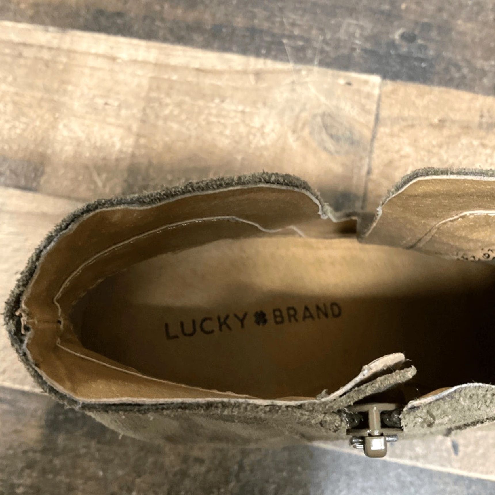Lucky Brand Lucky Brand Womens Size 9M Suede Zip Wedge Ankle Bootie Boots Green Fashion Shoes Women Size US 9 / IT 39 - 7 Thumbnail
