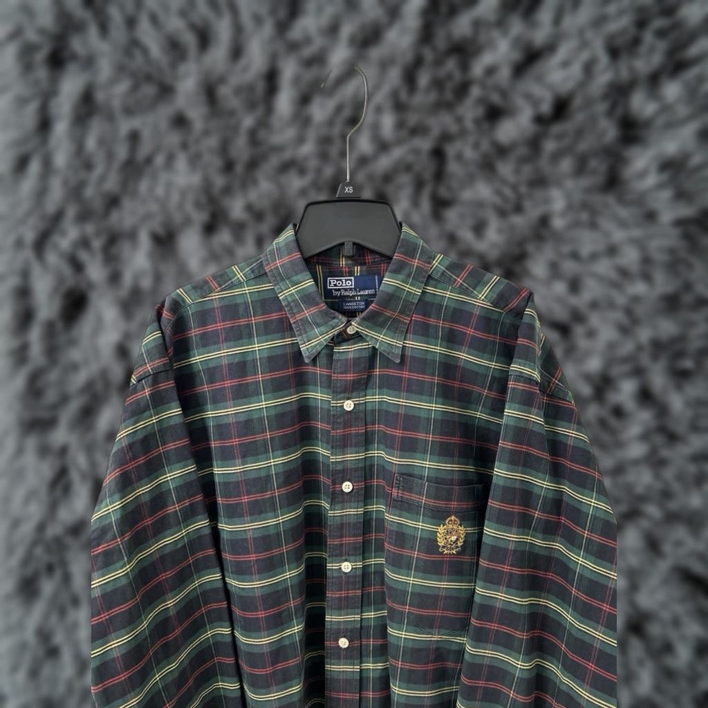 Polo Ralph Lauren VTG Polo Ralph Lauren Langston Shirt Mens L Green Plaid Button-Down L/S, Embroidered Crest, Classic Fit Size US L / EU 52-54 / 3 - 1 Thumbnail